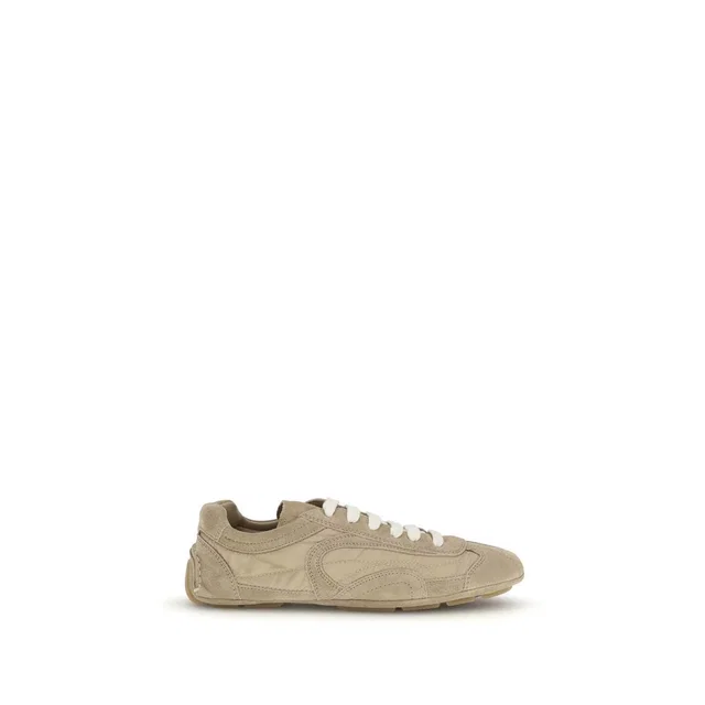Prada Beige Lamb Ovis Aries Athletic Sneakers in Beige Suede from HEWI