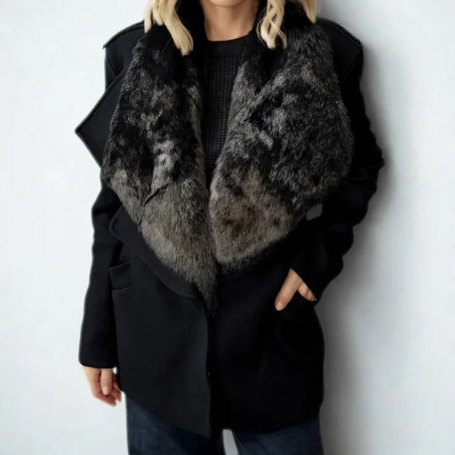 Givenchy Fur Collared Blazer Sz 40 in Black Nylon from Revivre Luxury Consignment