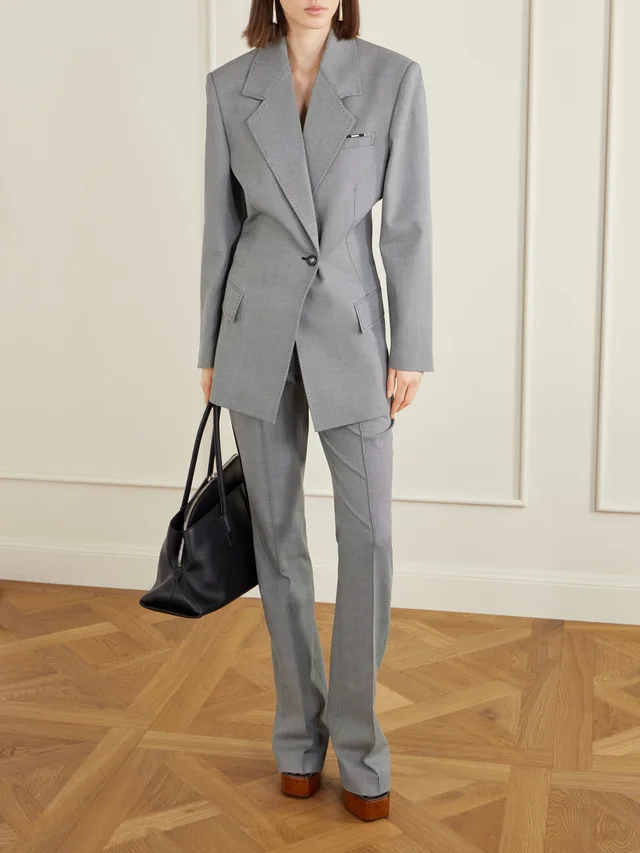 THE ATTICO Wool and cotton-blend straight-leg pants in Grey, photo 2 of 2 from NET-A-PORTER (Canada)