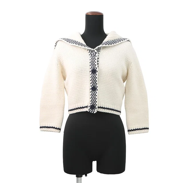 Dior Sailor knit cardigan Size 34 Ivory154G02AM305 Linen70% Cashmere30% from GALLERY RARE