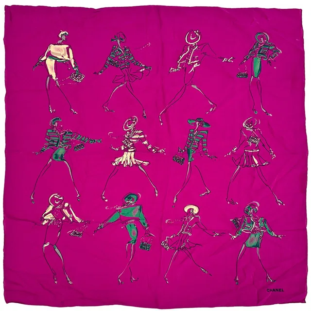 Chanel Scarf Mademoiselle Silk Purple Sheer Large in Purple Silk from The Reluxe
