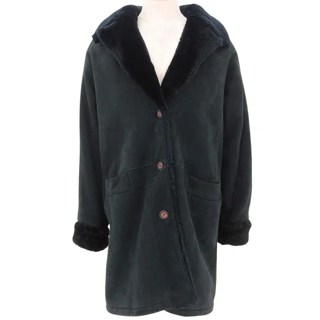 Loewe Mouton Logo Button Coat #38 Black in Black from VINTAGE QOO TOKYO