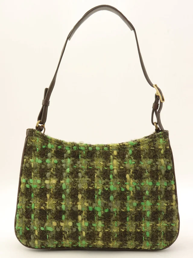 Coach Felt and Leather Combination Handbag, Green/Black in Black Leather from VINTAGE QOO TOKYO, photo 2 of 3