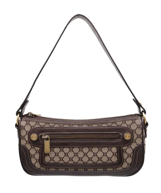 Celine Macadam Logo Pochette Brown Canvas Leather in Brown Canvas from Luxury Promise