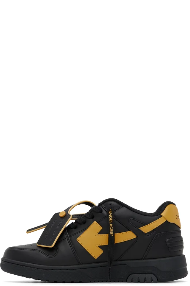 Off-White Black 'Out Of Office' Calf Leather Sneakers, photo 3 of 5 from SSENSE