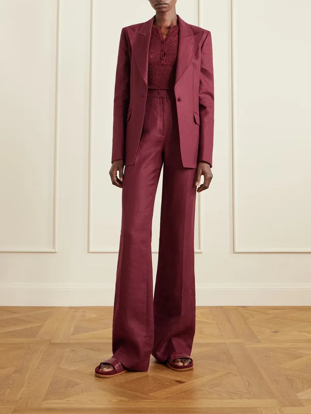 GABRIELA HEARST Vesta wool, silk and linen-blend flared pants in Red, photo 2 of 2 from NET-A-PORTER (Canada)