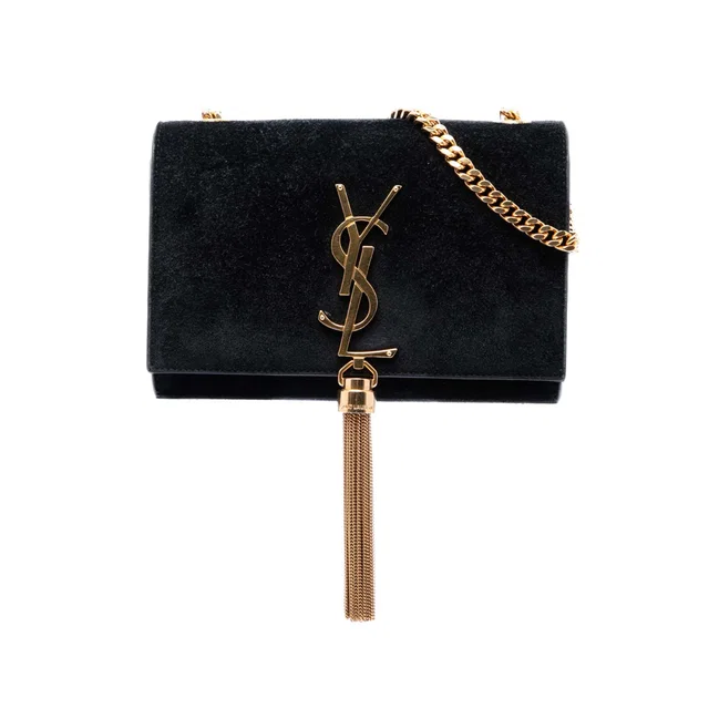 Black Saint Laurent Small Suede Monogram Kate Tassel Crossbody in Black Suede from Designer Revival, photo 1 of 1
