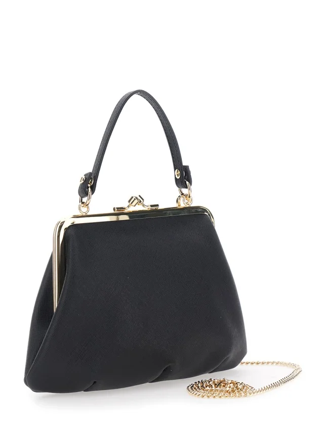 Vivienne westwood Handbag 'Granny Frame' with Orb Logo in Black Cotton Blend for Women in Black 65% POLYURETHANE 35% COTTON, photo 5 of 12 from Gaudenzi Boutique