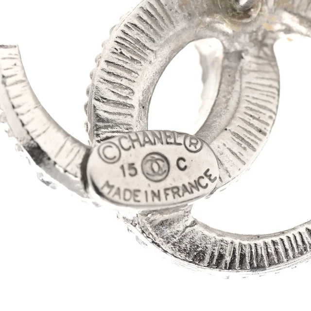 Chanel Crystal CC Earrings Silver in Silver from FASHIONPHILE, photo 4 of 5