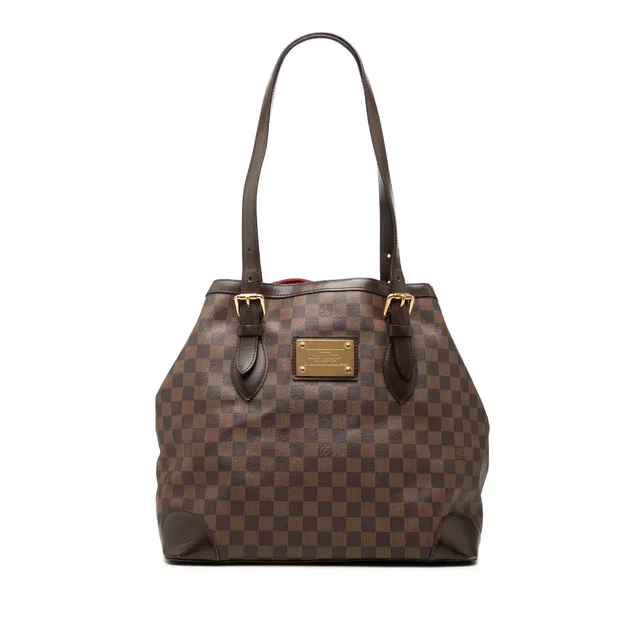 Brown Louis Vuitton Damier Ebene Hampstead MM Tote Bag in Brown Canvas from Designer Revival