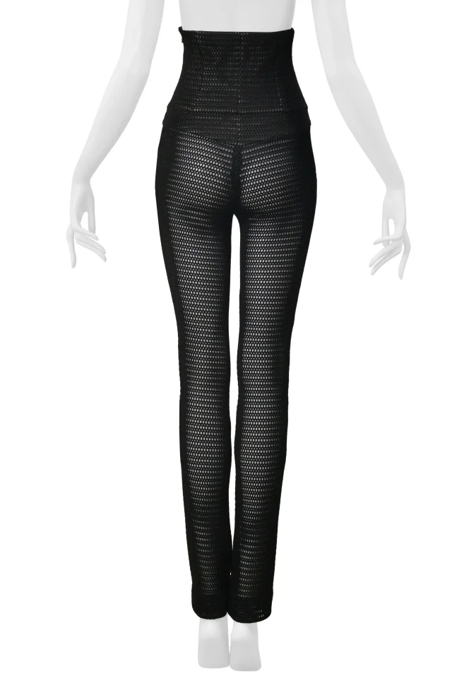 Chanel Black Open Mesh High Waisted Pants in Black Nylon from Resurrection Vintage, photo 8 of 8