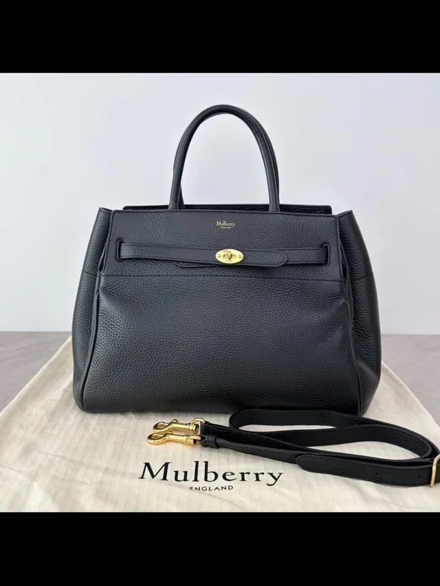 Mulberry Black Leather Top-Handle Satchel With Gold Hardware in black|gold Leather from Poshmark