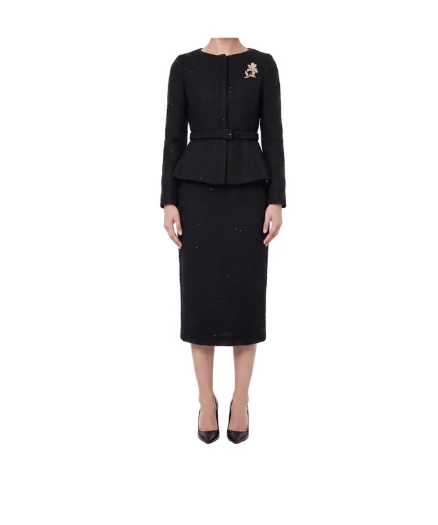 Roland Mouret Flower Brooch Sequin Boucle Jacket, photo 2 of 4 from SENSER