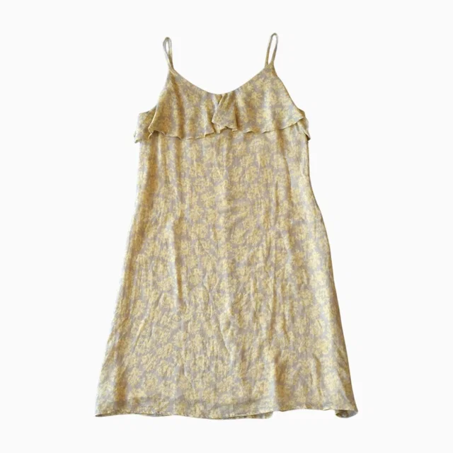 Vintage 90s Giorgio Armani Yellow Floral Silk Slip Dress Size 8 in yellow|gray Silk from Poshmark