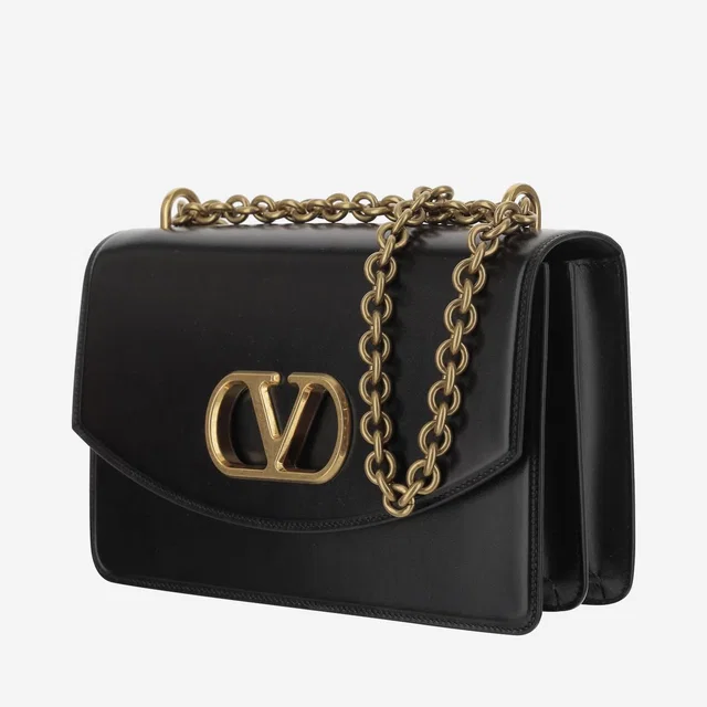 Valentino Garavani Vain Shoulder Bag — Black Calfskin in Black Calfskin from HEWI