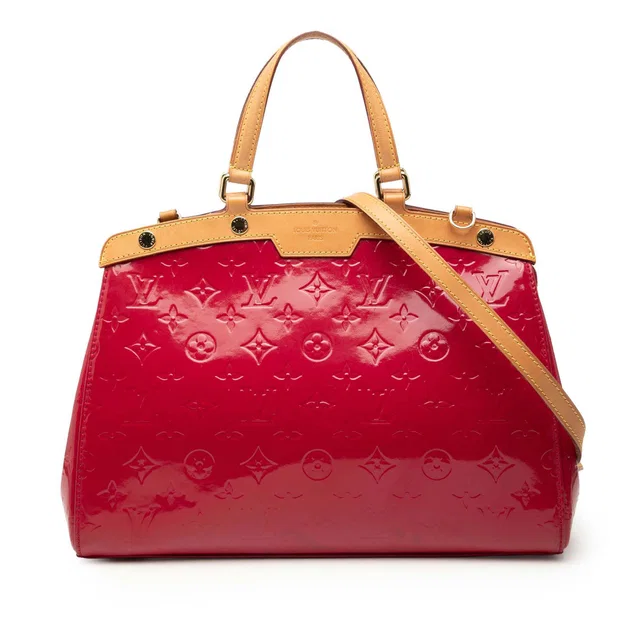 Red Louis Vuitton Monogram Vernis Brea MM Satchel in Red Leather from Designer Revival