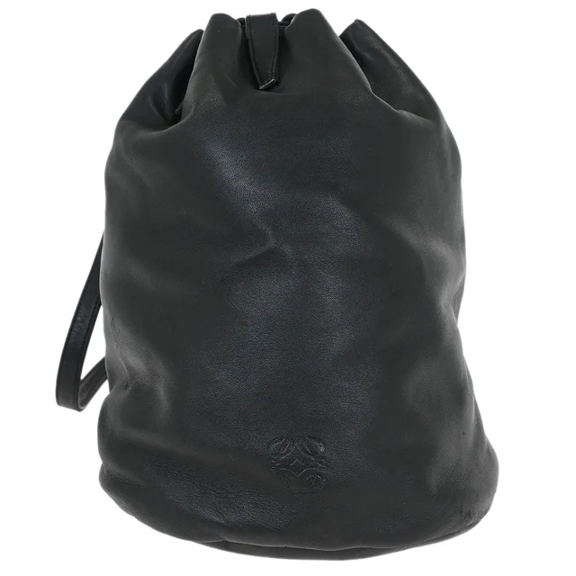 Loewe Black Lambskin Drawstring Backpack in Black Lambskin from AMORE Vintage Tokyo