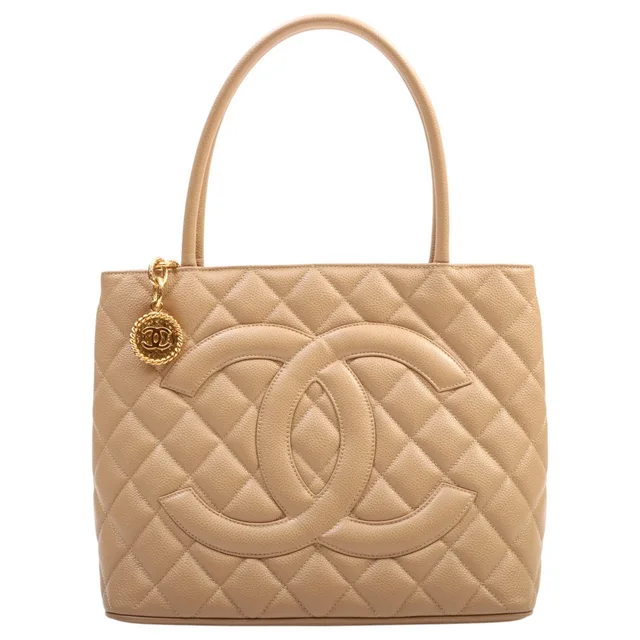 Chanel Circa 2001 Caviar Skin CC Stitch Reissue Tote Bag Beige in Beige Caviar leather from VINTAGE QOO TOKYO