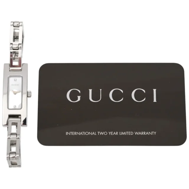 Gucci Rectangular Watch 3900L Quartz White Shell in White from VINTAGE QOO TOKYO, photo 8 of 8