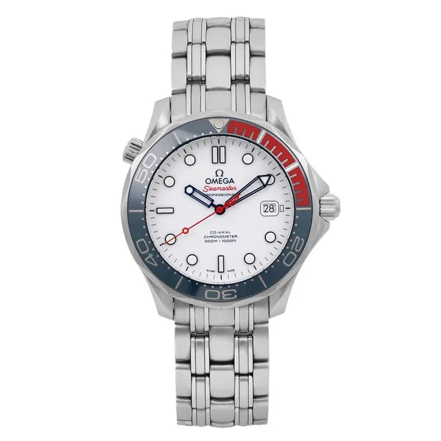 Omega Seamaster Diver Automatic Chronometer White Dial Mens Watch 212.32.41.20.04.00 in silver|blue|gray|white from Jomashop.com