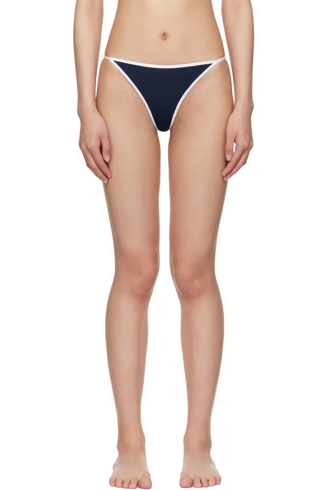 Sporty & Rich Navy Kate Bikini Bottom, image 1 of 1 from SSENSE