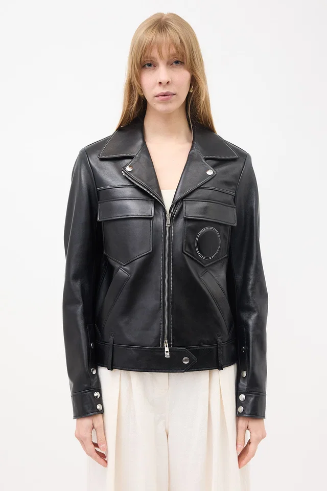 Chloé Leather Biker Jacket in Leather from VSP Consignment