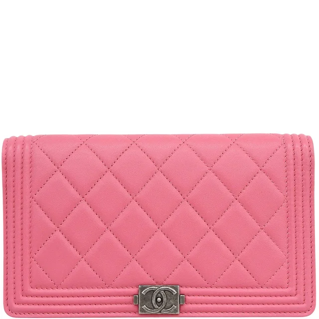 Circa 2014 Boy Chanel Long Wallet, Pink in Pink Lambskin from VINTAGE QOO TOKYO