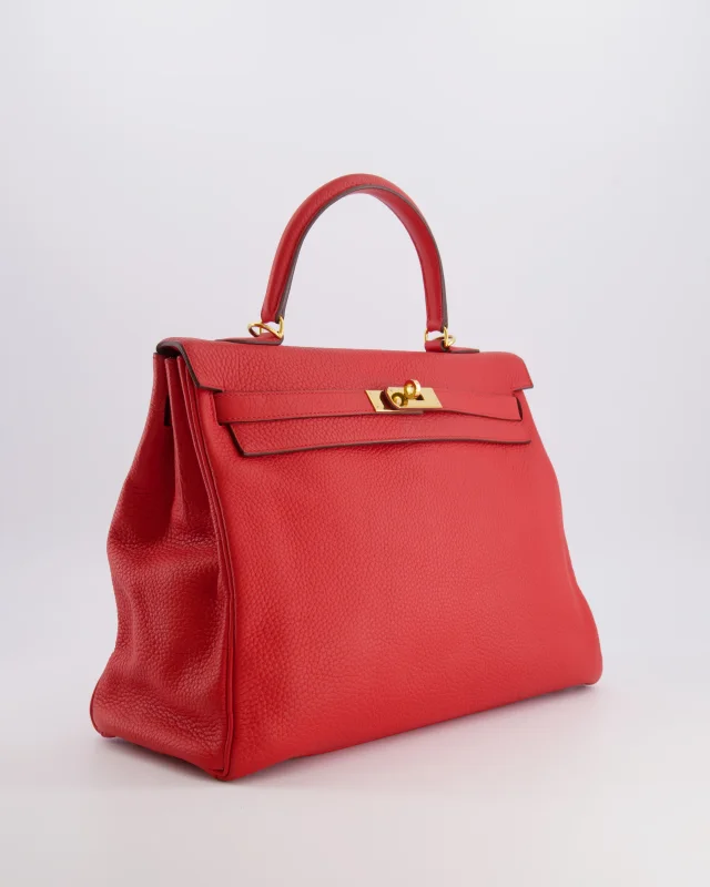 Hermès Kelly 35 Retourne Bag in Red Clemence leather from Sellier, photo 3 of 21