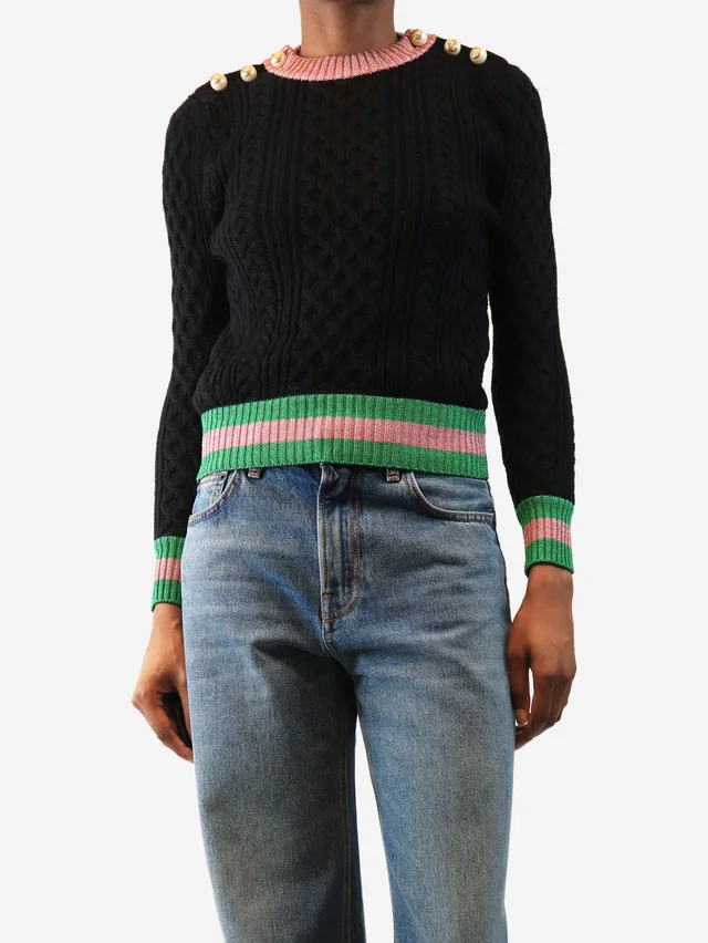 Gucci Black wool cable-knit jumper - size XS in Black Wool from Sign of the Times