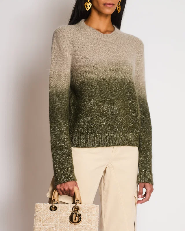Dior Beige and Green Ombre With Gold Shimmery Jumper Size 38 (UK 10) in Beige Nylon from Sellier