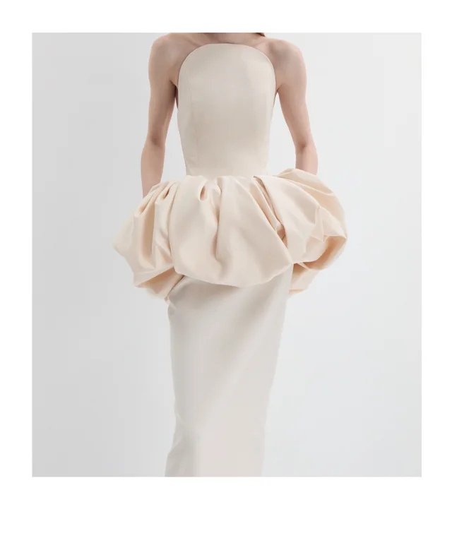 Magda Butrym Bubble peplum column gown in cream, photo 3 of 3 from SENSER