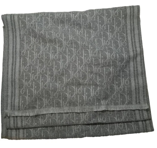 Christian Dior Scarf Oblique Pattern in Grey Wool from Oxfam Online Shop, photo 1 of 1