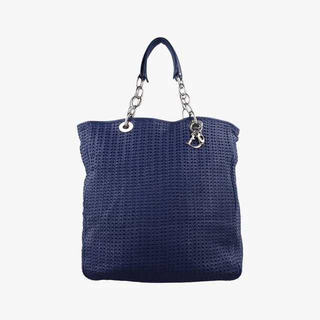 Dior Soft Lady Intrecciato Tote Bag Navy Lambskin in Navy Lambskin from The Reluxe