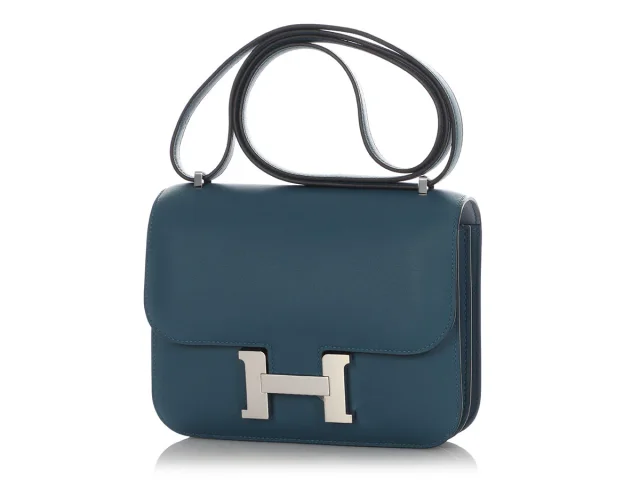 Hermès Bleu Colvert and Bleu Lin Swift Constance Verso 18 in Blue Swift leather from Ann's Fabulous Finds, photo 1 of 1