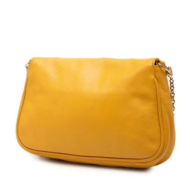 Yellow Fendi Leather Fendista Pochette Crossbody in Yellow Leather from Designer Revival, photo 2 of 3
