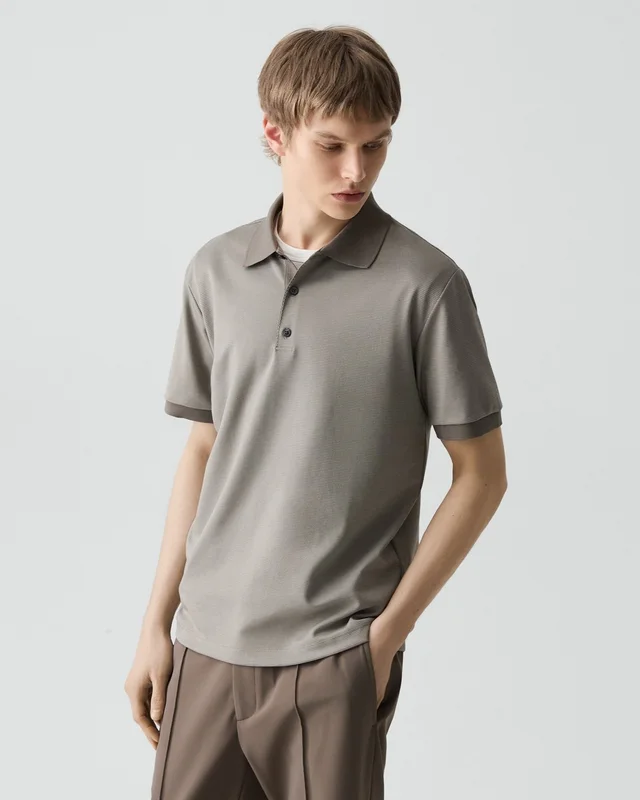 Theory Polo Shirt in Cotton-Blend Jacquard in MOREL MULTI 56% Pima Cotton, 44% Polyester, photo 9 of 12 from Theory