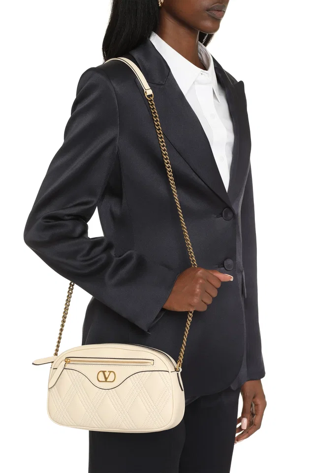 Valentino Garavani Shoulder Bag — White Lamb in White Lambskin from HEWI