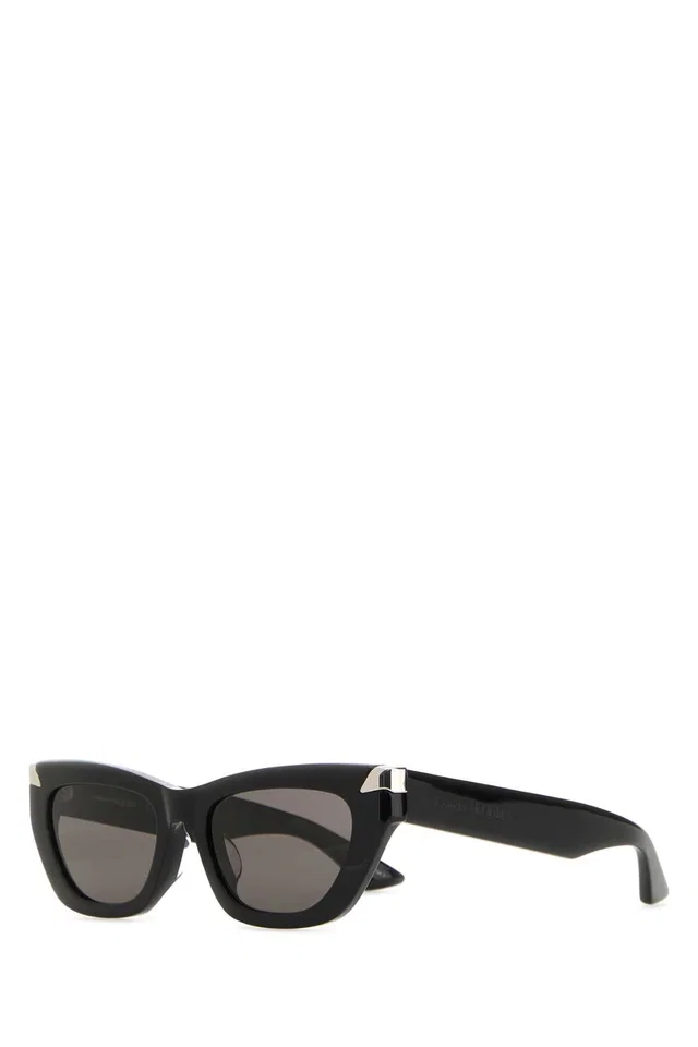 Alexander McQueen Occhiale Acetate Punk Rivet Sunglasses — Black Exterior in Black from HEWI