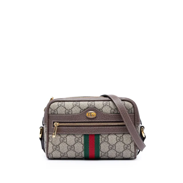 Beige Gucci Mini GG Supreme Web Ophidia Crossbody in Beige Coated canvas from Designer Revival