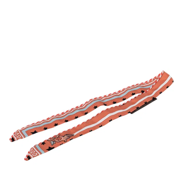 Orange Hermès Candy Doll Silk Twilly Scarf Scarves in Orange Silk from Designer Revival