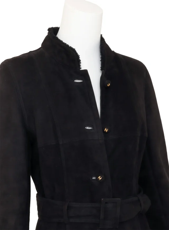 Chanel 1996 Belted Suede Shearling Coat in Suede from Recess LA, photo 2 of 9