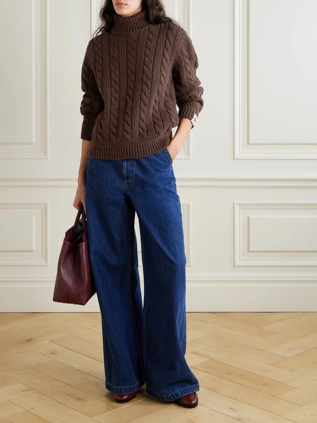BALLY Cable-knit wool turtleneck sweater in Brown, photo 2 of 2 from NET-A-PORTER (Canada)