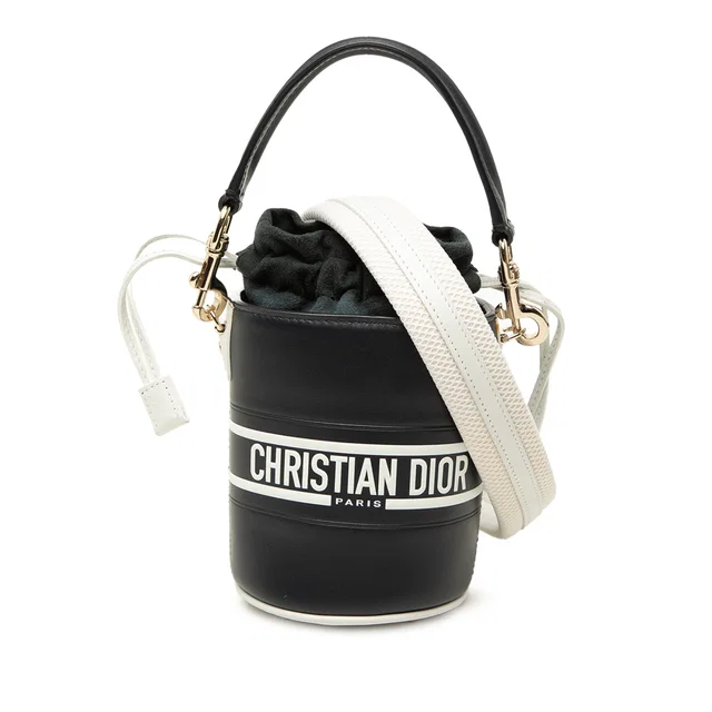 Blue Dior Micro Calfskin Vibe Drawstring Bucket Bag Satchel in Blue Calfskin from Designer Revival