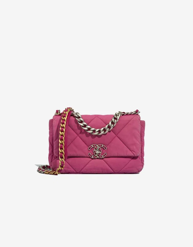 Chanel 19 Flap Bag Fabric Pink in Pink from SACLÀB