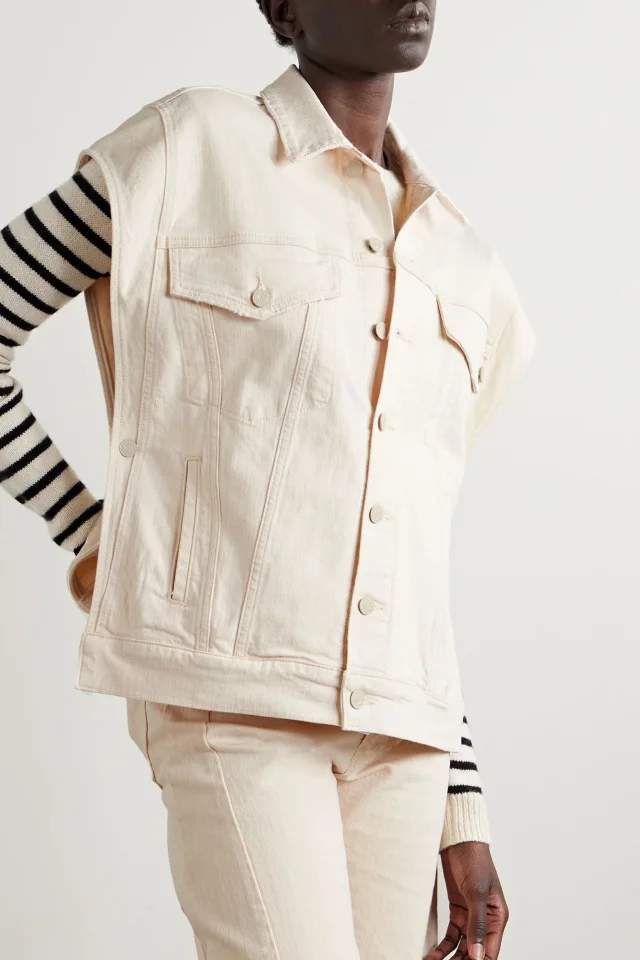 Mother The Drifter Denim Vest in Cream, photo 3 of 5 from THE OUTNET