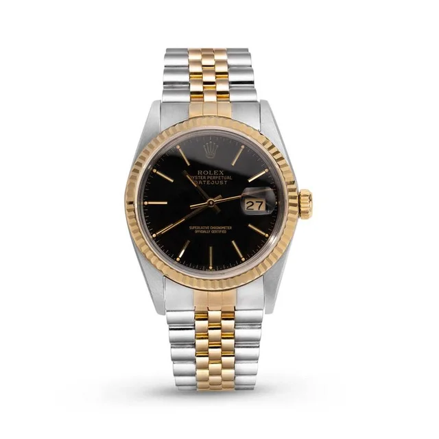 Rolex Datejust Automatic Chronometer Black Dial Unisex Watch 16013 BKSJ in yellow|silver|gold|gray|black from Jomashop.com