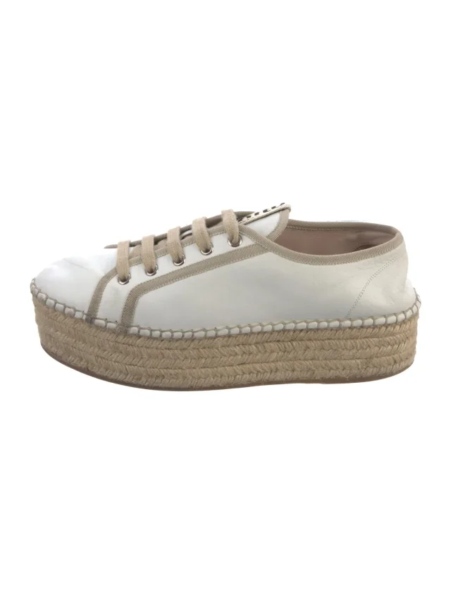 Miu Miu Leather Espadrilles in white Leather from The RealReal