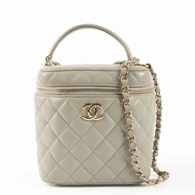 Chanel Grey Lambskin Vanity Case Bag in Grey Lambskin from Labellov