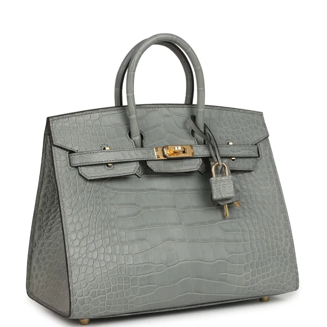 Hermès Birkin Sellier 25 Gris Ciment Matte Alligator Gold Hardware in Grey Crocodile from Madison Avenue Couture, photo 2 of 2