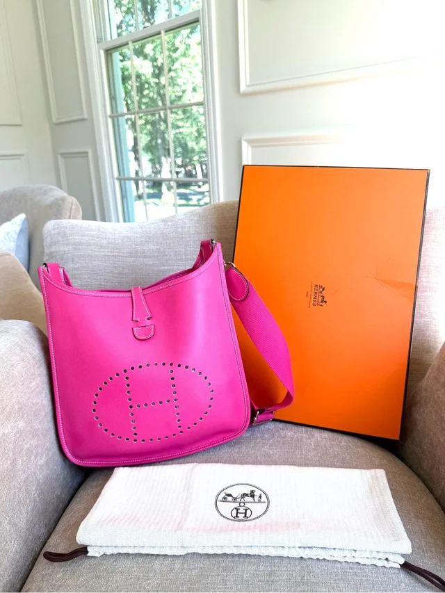 Hermès Herms Evelyne 3pm Crossbody Bag Epsom Leather Rose Tyrien Pink in pink Epsom leather from Poshmark
